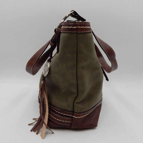 BOC Bøc Born Concept Green Tan Brown Handbag Purse Shoulder Bag Pockets - Picture 9 of 16